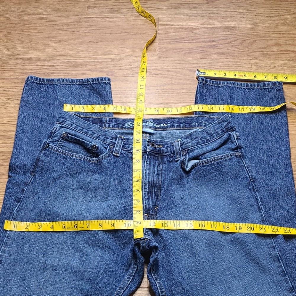EDDIE BAUER 35x28 VINTAGE STRAIGHT FADED MENS BLUE JEANS - Picture 5 of 8